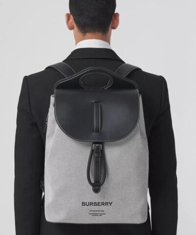 Burberry Horseferry Print Canvas and Leather Pocket Backpack