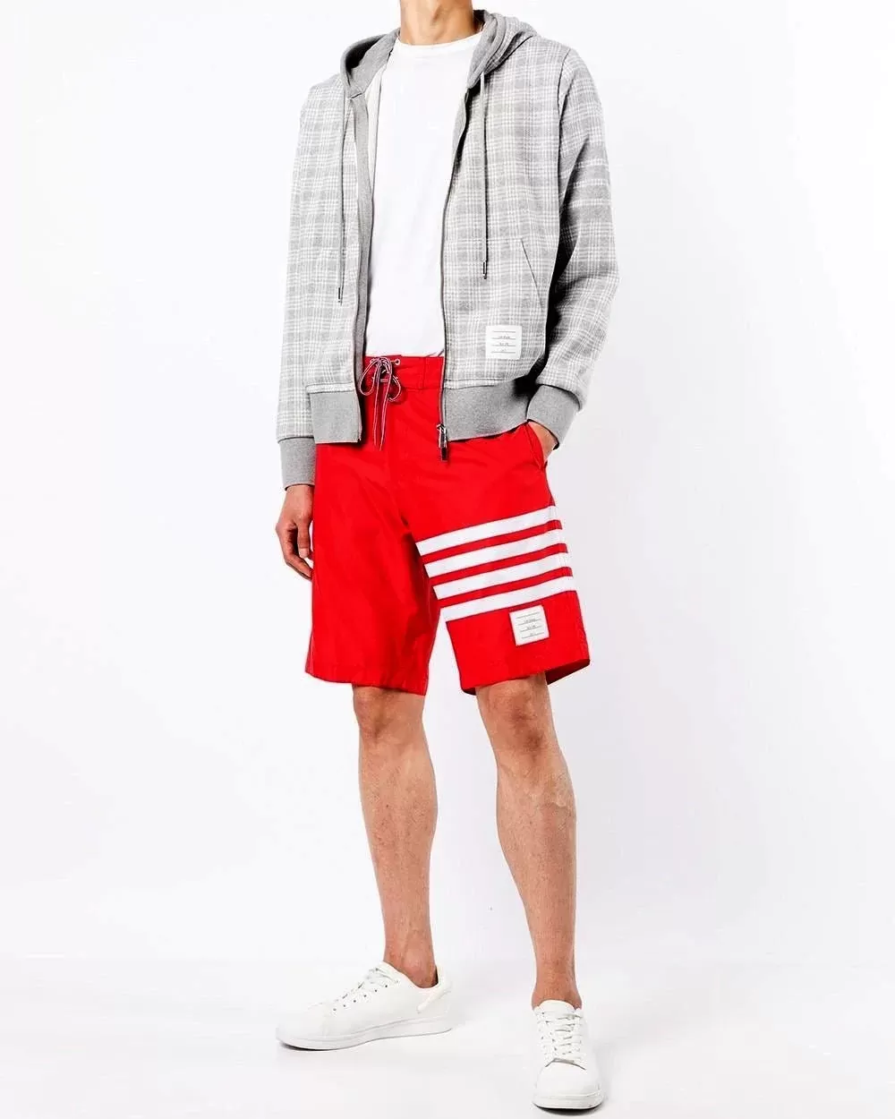 Thom Browne Men's Zip-Up Glen Plaid Hoodie