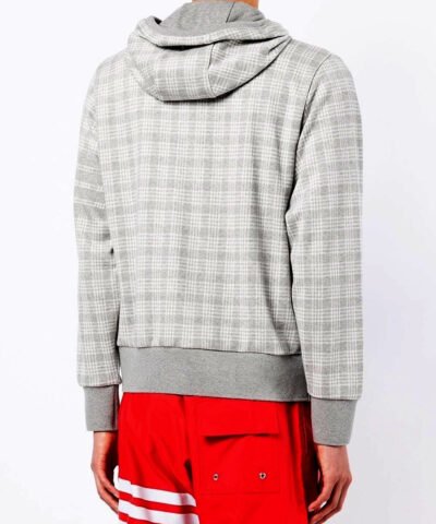 Thom Browne Men's Zip-Up Glen Plaid Hoodie
