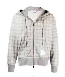 Thom Browne Men's Zip-Up Glen Plaid Hoodie
