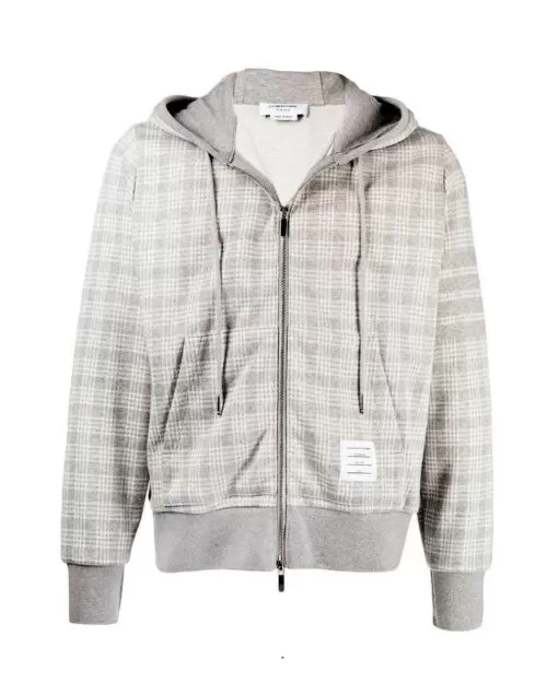 Thom Browne Men's Zip-Up Glen Plaid Hoodie