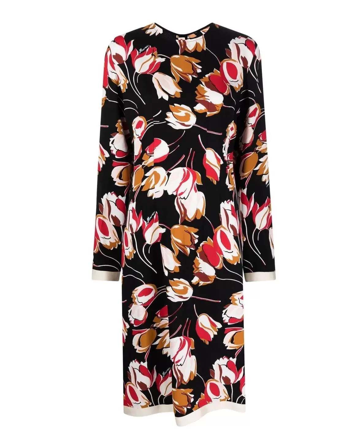 Marni Abstract-Print Long-Sleeve Dress