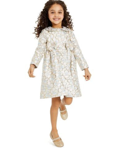 Blueberi Boulevard Little Girls 2-Pc. Floral Brocade Coat & Dress Set