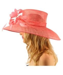 Fine Millinery by August Hat Co Bow & Feather Accented Mesh Straw Hat