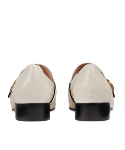Gucci White Leather Loafers With Double G