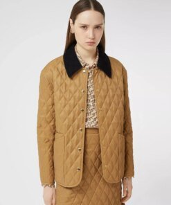 Burberry Corduroy Collar Diamond Quilted Jacket