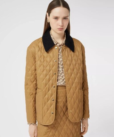 Burberry Corduroy Collar Diamond Quilted Jacket