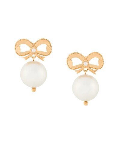Simone Rocha Bow Detail Faux Pearl Drop Earrings
