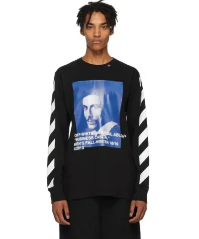 Off-White C/O Virgil Abloh Black Diagonal Bernini Long Sleeve T-Shirt