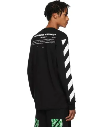 Off-White C/O Virgil Abloh Black Diagonal Bernini Long Sleeve T-Shirt