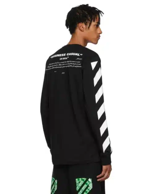 Off-White C/O Virgil Abloh Black Diagonal Bernini Long Sleeve T-Shirt