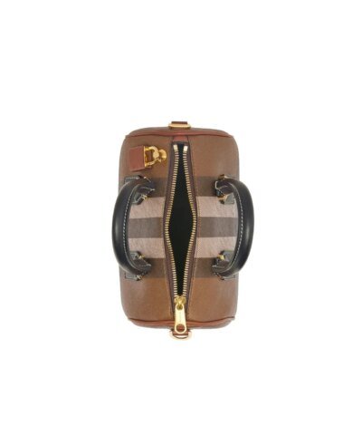 Burberry Mini Check E-Canvas Bowling Top-Handle Bag