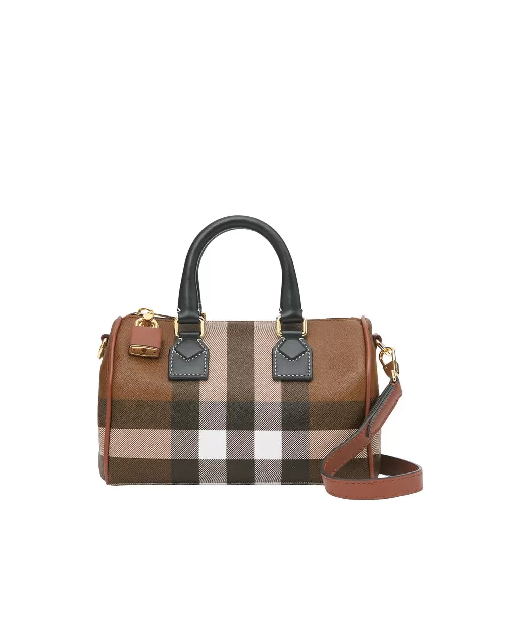 Burberry Mini Check E-Canvas Bowling Top-Handle Bag