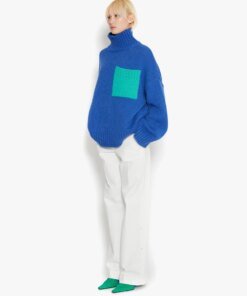 JW Anderson Blue Patch Pocket Turtleneck Jumper