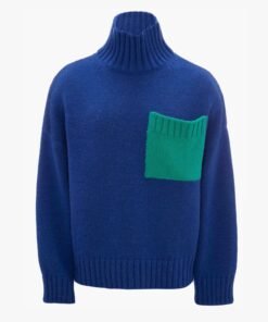 JW Anderson Blue Patch Pocket Turtleneck Jumper