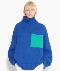 JW Anderson Blue Patch Pocket Turtleneck Jumper