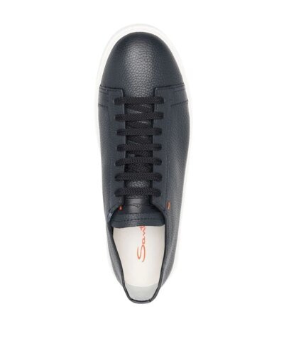 Santoni Men's Blue Lace-Up Low-Top Sneakers