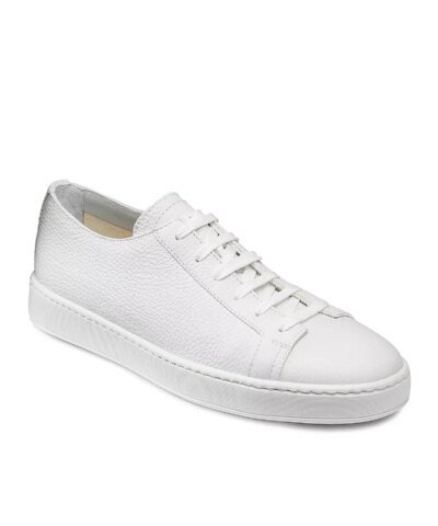 Santoni Men's White Lace-Up Low-Top Sneakers