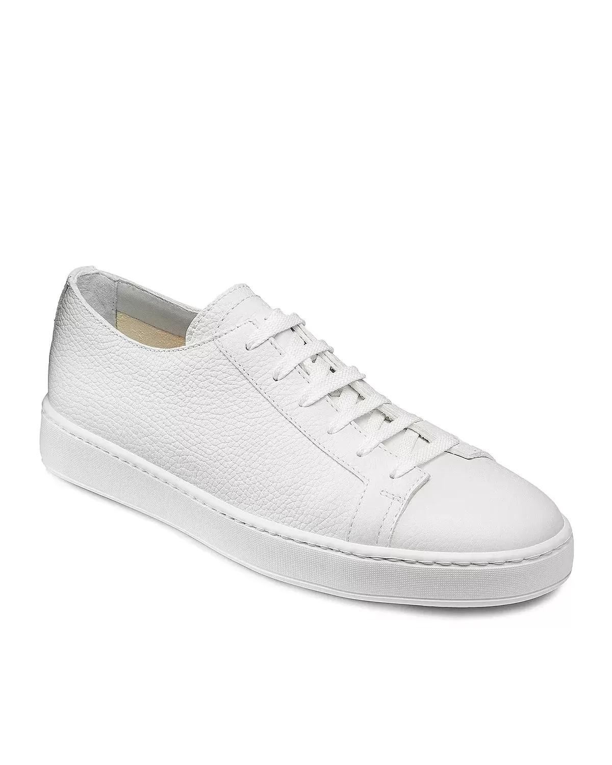 Santoni Men's White Lace-Up Low-Top Sneakers