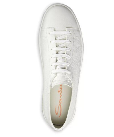 Santoni Men's White Lace-Up Low-Top Sneakers