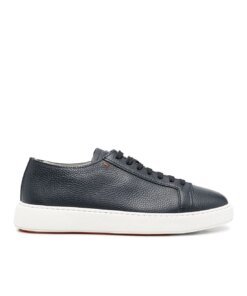 Santoni Men's Blue Lace-Up Low-Top Sneakers