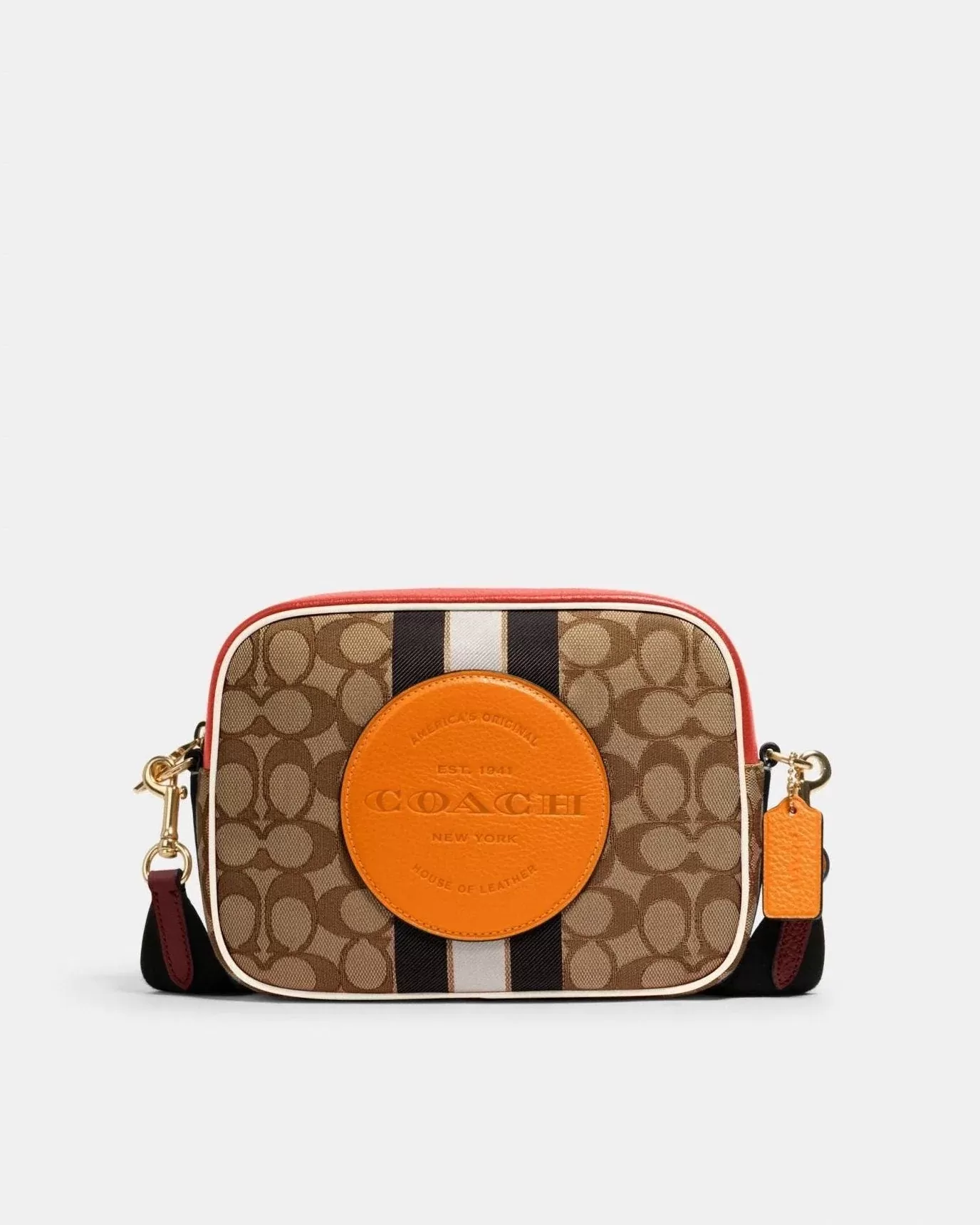 Coach Dempsey Camera Bag In Signature Jacquard With Stripe And Coach Patch