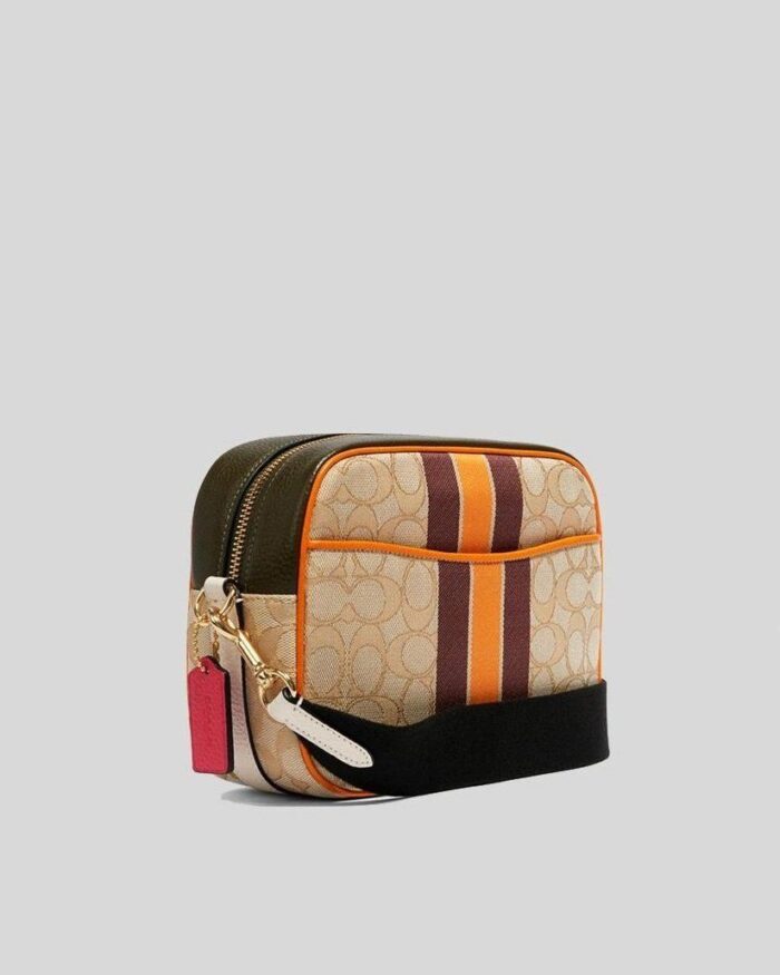 Coach Dempsey Camera Bag In Signature Jacquard With Stripe And Coach Patch