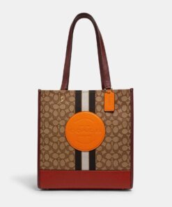 Coach Dempsey Tote In Signature Jacquard With Stripe And Coach Patch
