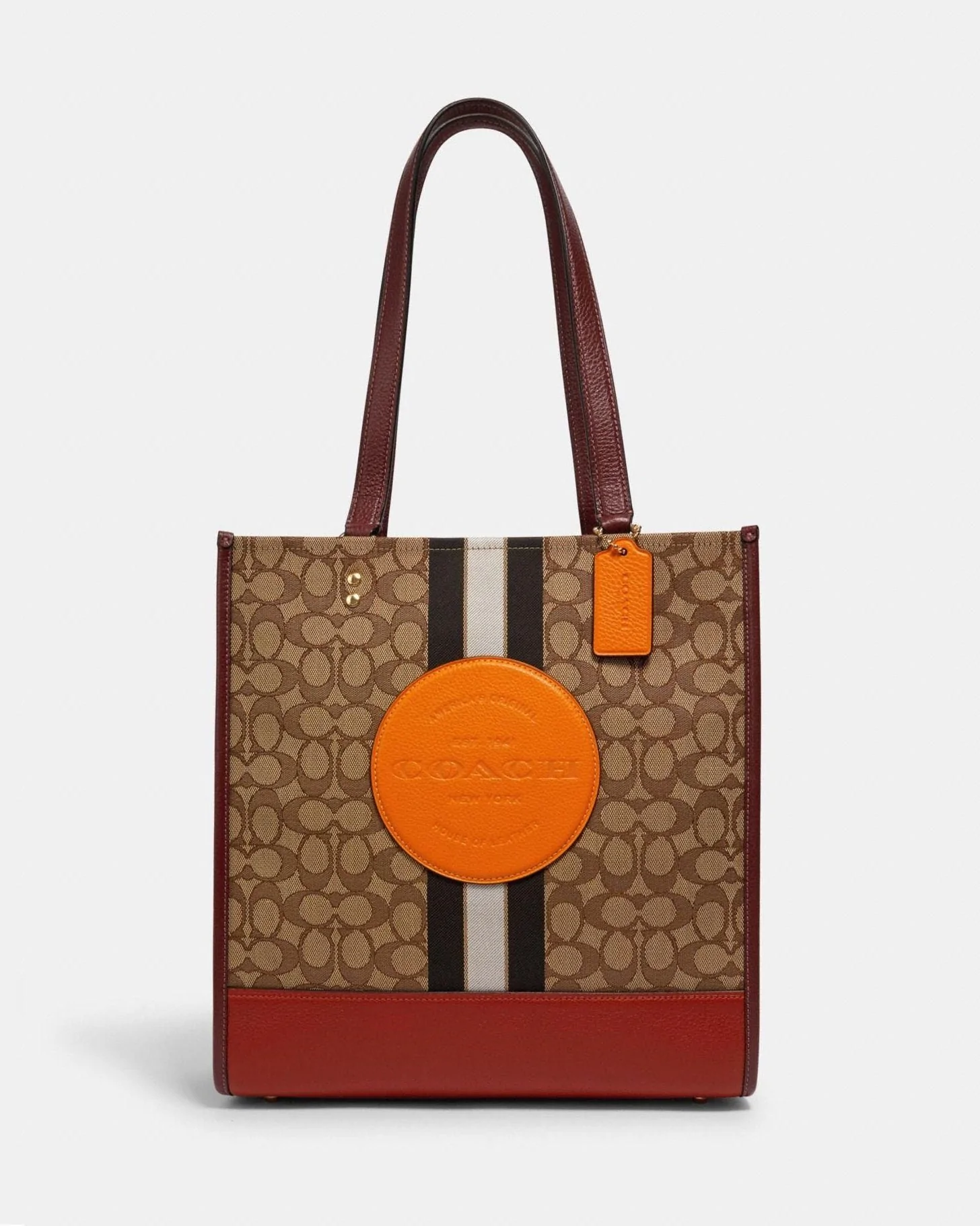 Coach Dempsey Tote In Signature Jacquard With Stripe And Coach Patch