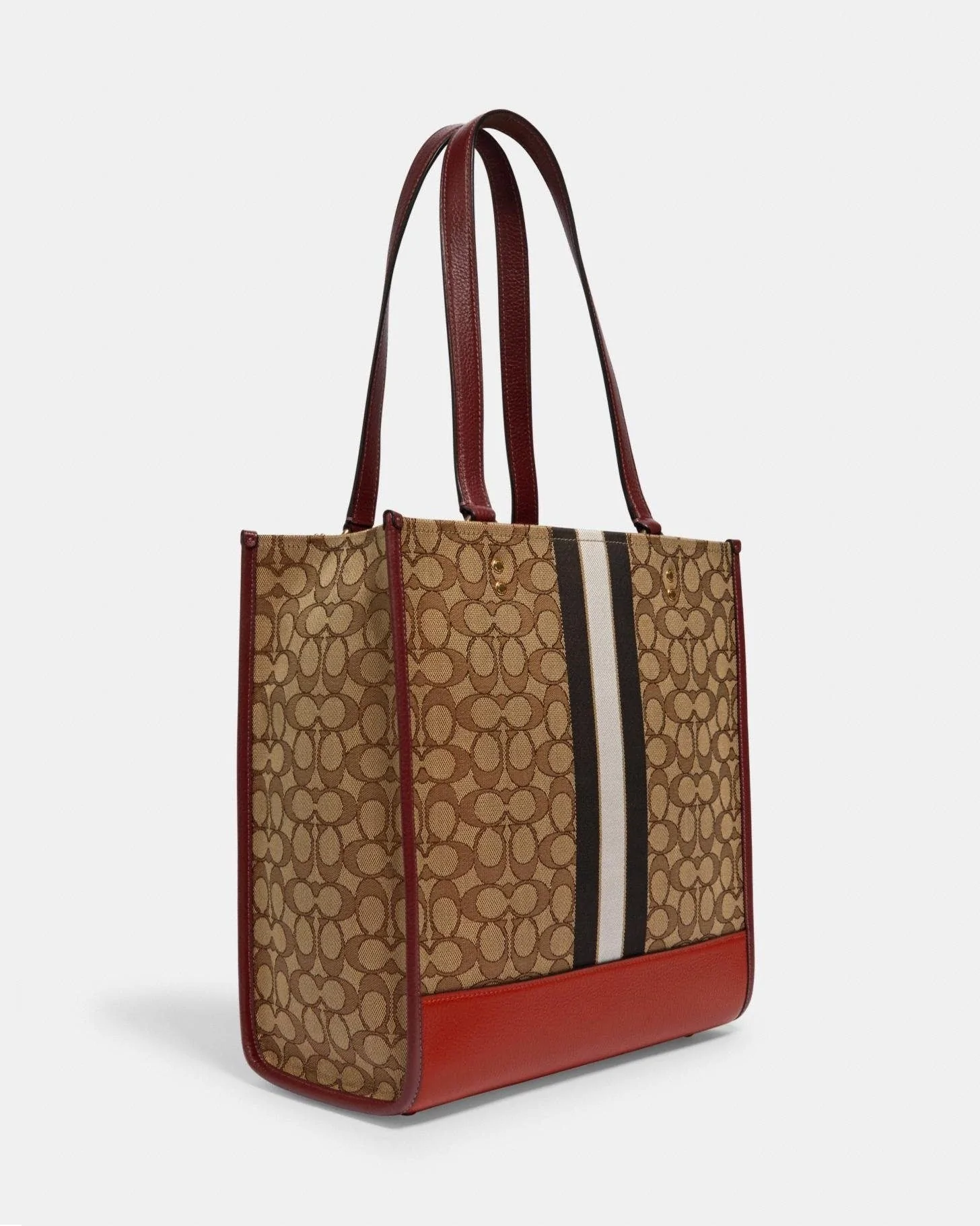 Coach Dempsey Tote In Signature Jacquard With Stripe And Coach Patch