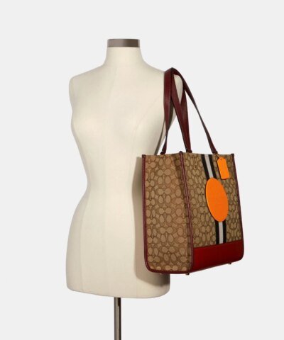 Coach Dempsey Tote In Signature Jacquard With Stripe And Coach Patch