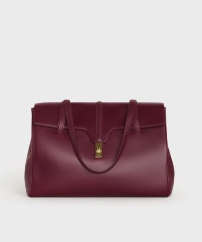 Celine Large Soft 16 Bag In Smooth Calfskin In Light Burgundy