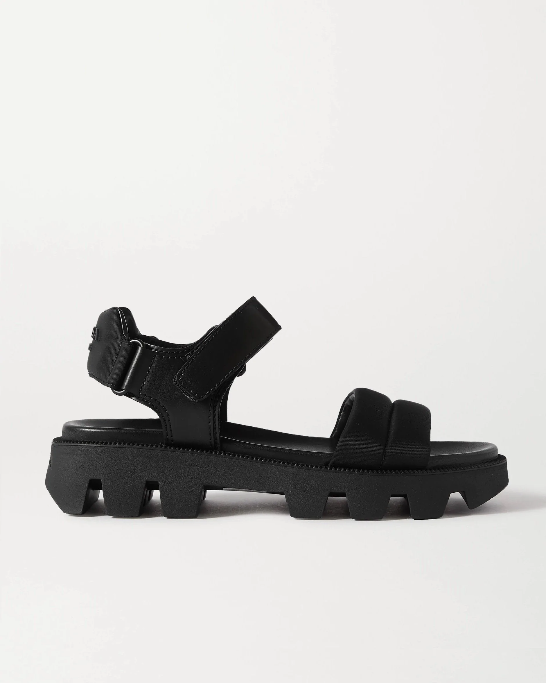 Prada Black Leather And Nylon Sandals