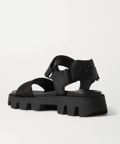Prada Black Leather And Nylon Sandals