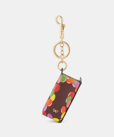 Anya Hindmarch Smarties Charm Grainy Capra in Mahogany