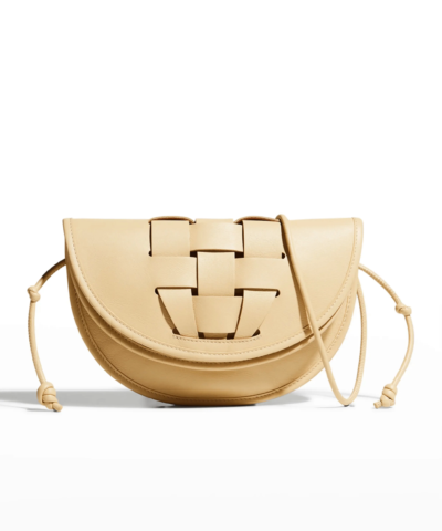 Hereu Lluna Woven Leather Saddle Crossbody Bag In Beige