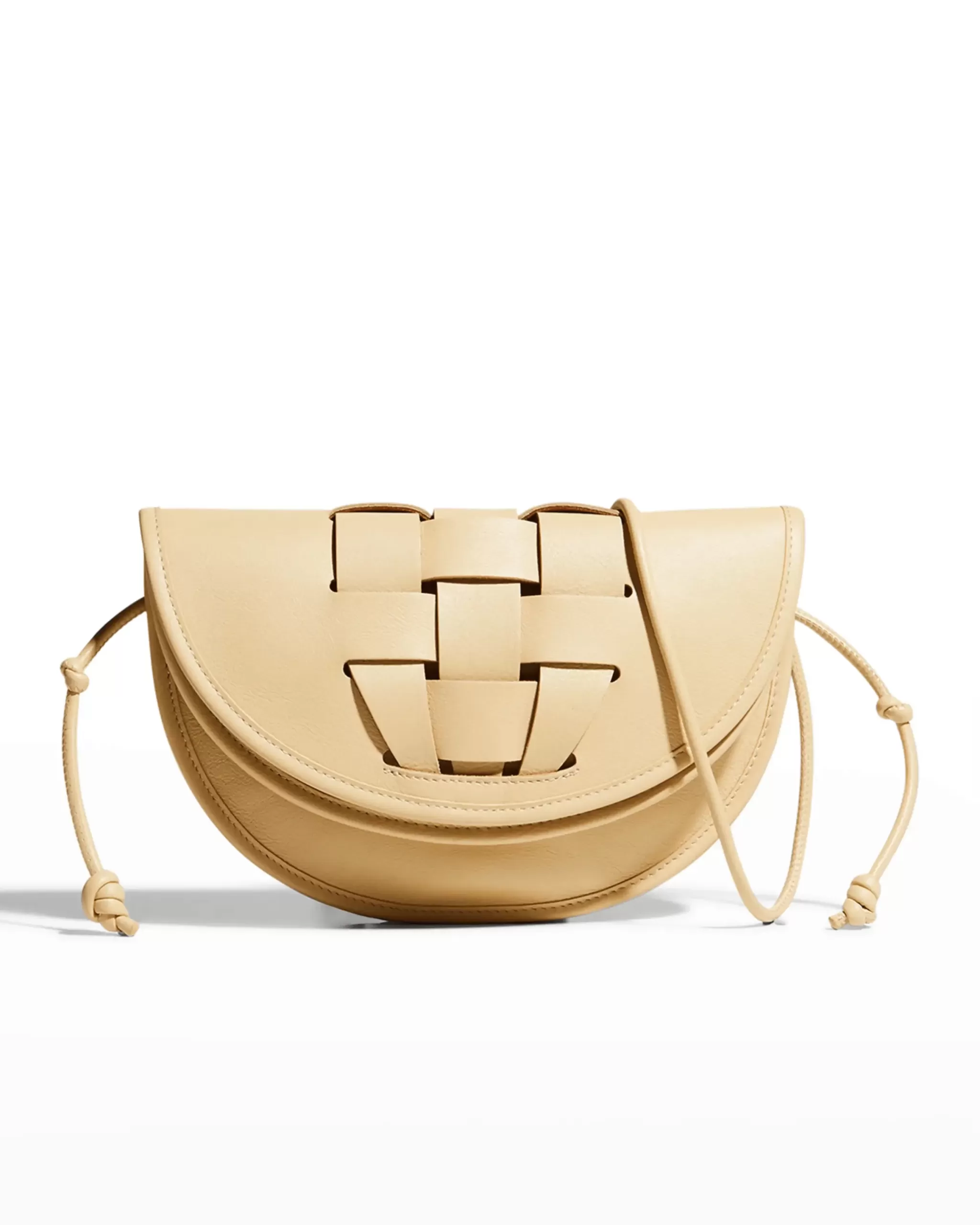 Hereu Lluna Woven Leather Saddle Crossbody Bag In Beige