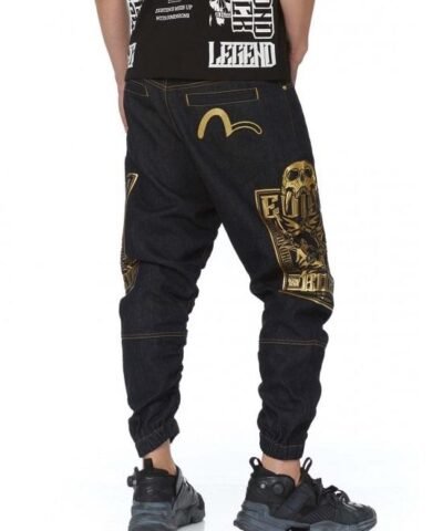 Evisu Heraldry Embroidered Denim Jogger Pants