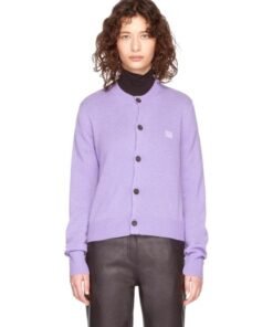 Acne Studios Lilac-Purple Patch Crewneck Cardigan