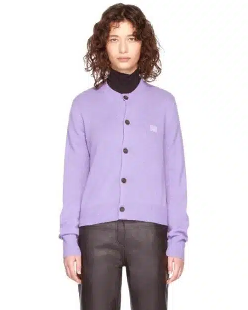 Acne Studios Lilac-Purple Patch Crewneck Cardigan