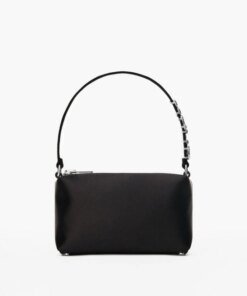 Alexander Wang Heiress Satin Pouch With Crystal Logo, Black