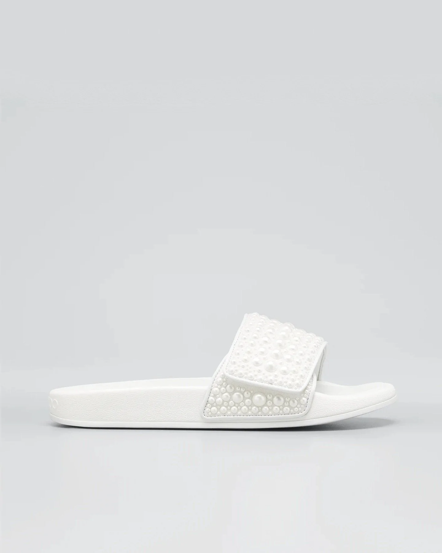 Jimmy Choo Fitz Pearly Stud Pool Sandals, White