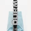 Alexander Wang Heiress Satin Pouch With Crystal Logo, Blue