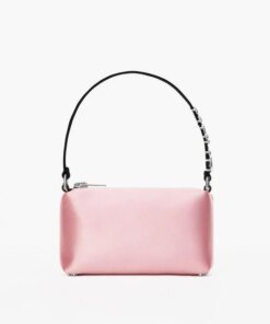 Alexander Wang Heiress Satin Pouch With Crystal Logo, Pink