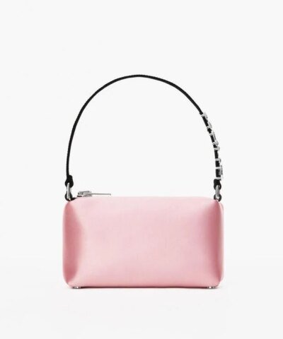 Alexander Wang Heiress Satin Pouch With Crystal Logo, Pink