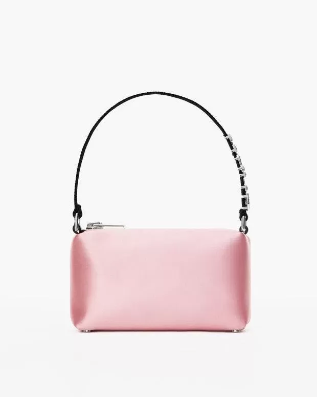 Alexander Wang Heiress Satin Pouch With Crystal Logo, Pink