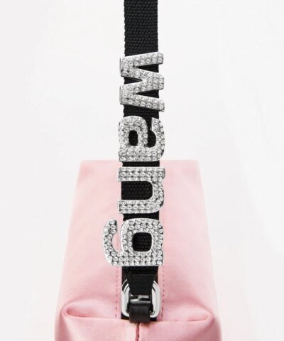 Alexander Wang Heiress Satin Pouch With Crystal Logo, Pink