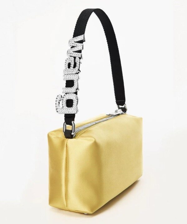 Alexander Wang Heiress Satin Pouch With Crystal Logo, Yellow