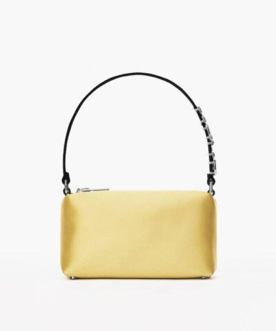 Alexander Wang Heiress Satin Pouch With Crystal Logo, Yellow