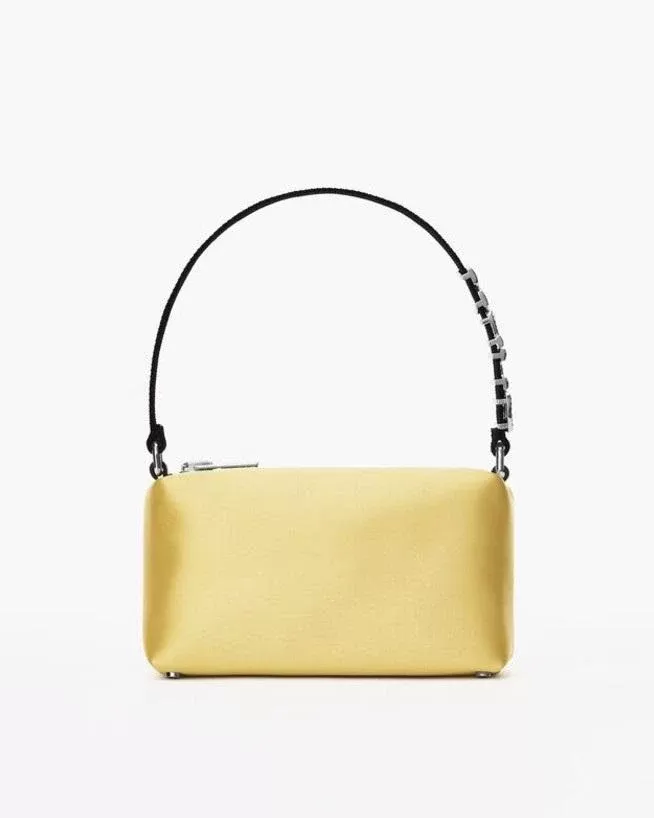 Alexander Wang Heiress Satin Pouch With Crystal Logo, Yellow